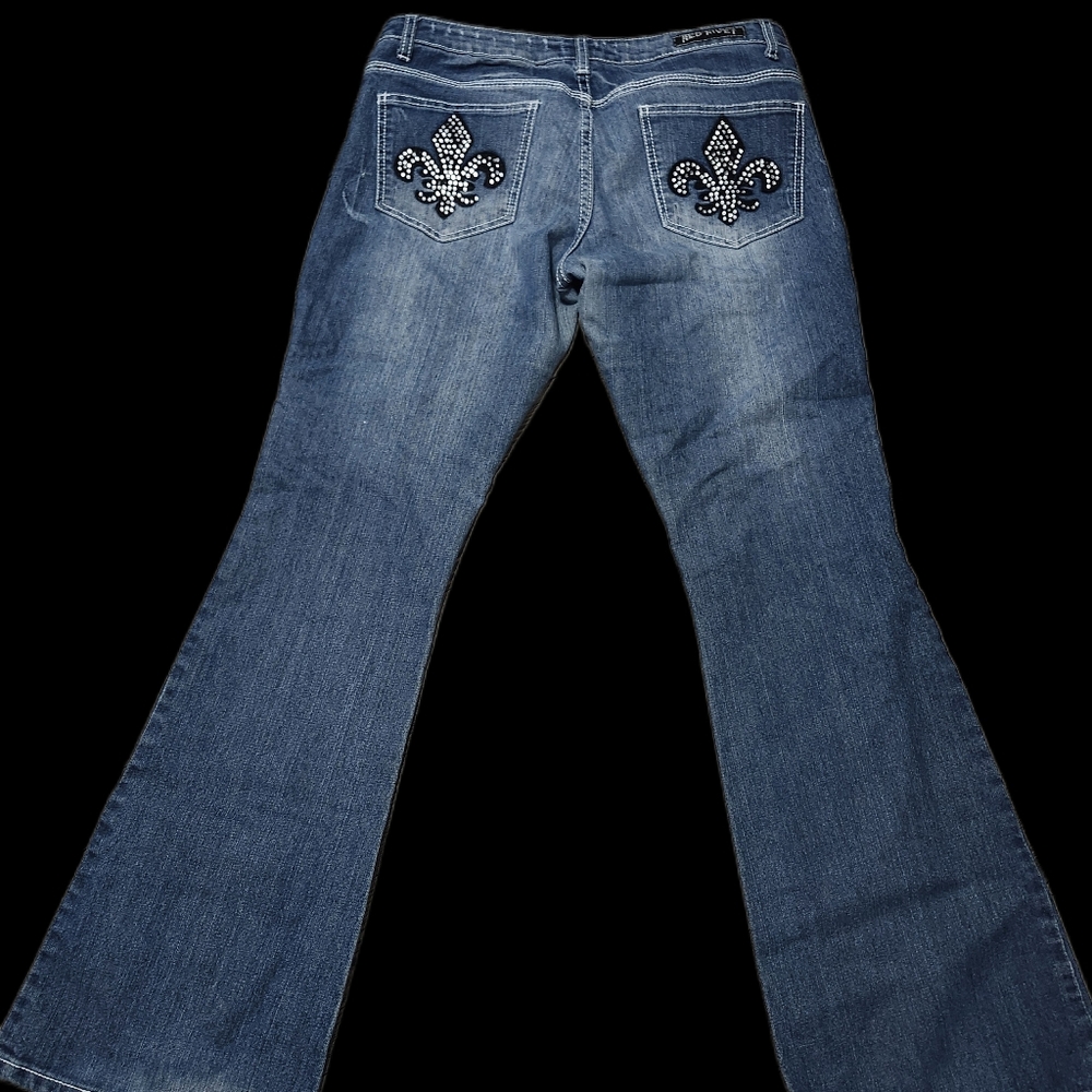 Red Rivet Women's Denim Boot Cut Jeans with Embellished Pockets Size 13